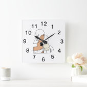  Art Deco-vrouw met bloemen die Pet C dragen Vierkante Klok (Huis)