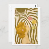 Art Deco Vrouw met Bloemen en Zonneschijn Briefkaart (Voorkant / Achterkant)