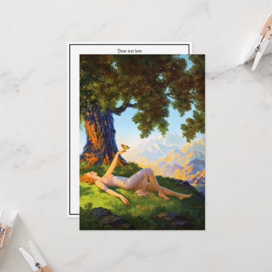  art deco vrouw met een vlinder kaart (Voorkant / Achterkant in situ)