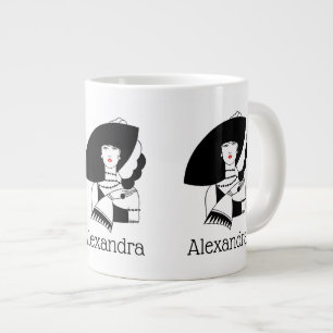 Art Deco vrouw met grote hoed handschoenen RL Koffiekop