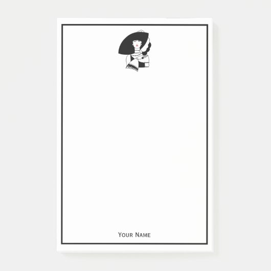 Art Deco vrouw met grote hoed handschoenen RL Post-it® Notes (Voorkant)
