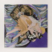  Art Deco Vrouw met Kat door S. Chompre Legpuzzel (Horizontaal)