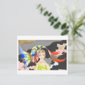 Art Deco Vrouw met Vis Briefkaart (Staand voorkant)