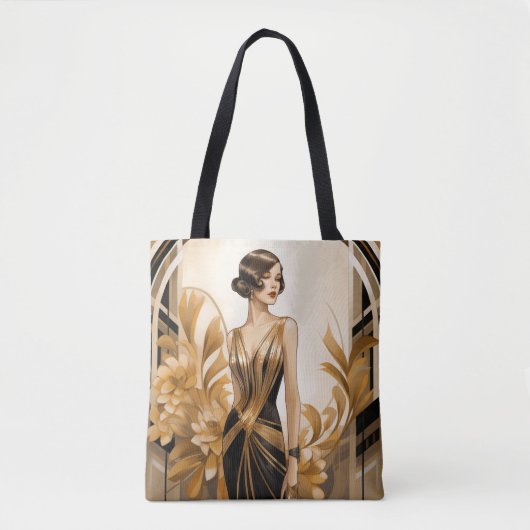 Art Deco Vrouw overal Print Canvas tas (Voorkant)