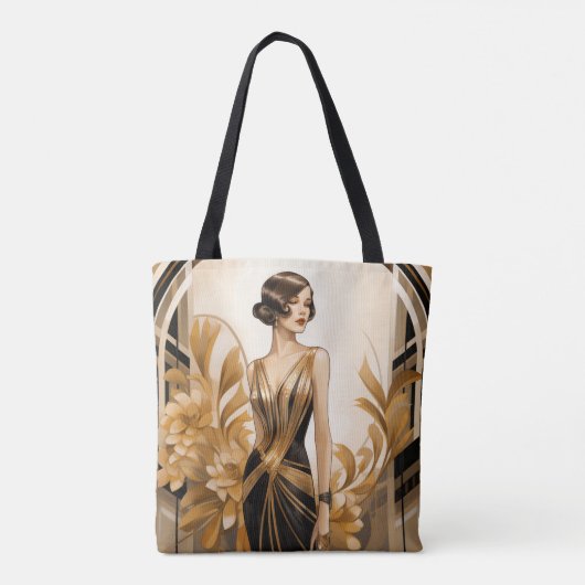 Art Deco Vrouw overal Print Canvas tas (Achterkant)