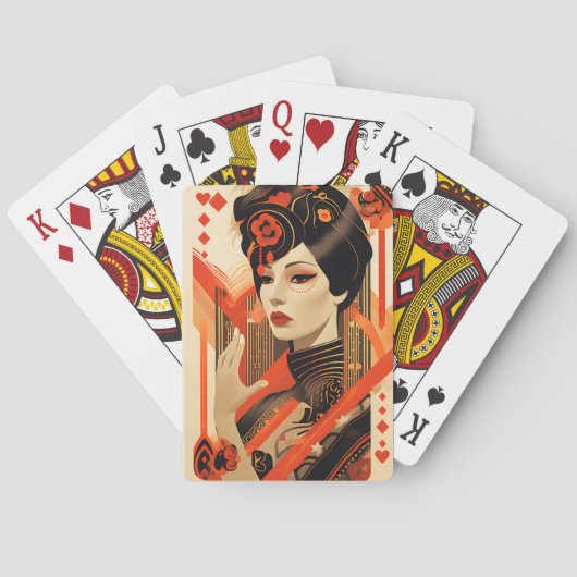 Art Deco Vrouw Pokerkaarten (Achterkant)