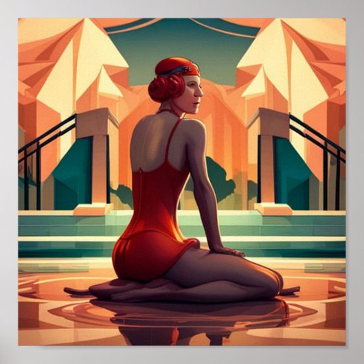 Art Deco Vrouw poster (Voorkant)