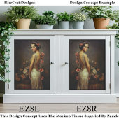 Art Deco Vrouw & Rozen Portret EZ8L Decoupage Tissuepapier