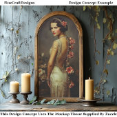 Art Deco Vrouw & Rozen Portret EZ8L Decoupage Tissuepapier