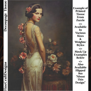 Art Deco Vrouw & Rozen Portret EZ8R Decoupage Tissuepapier