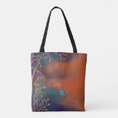 Art Deco Vrouw Sinaasappel Blauw Tote Bag (Achterkant)