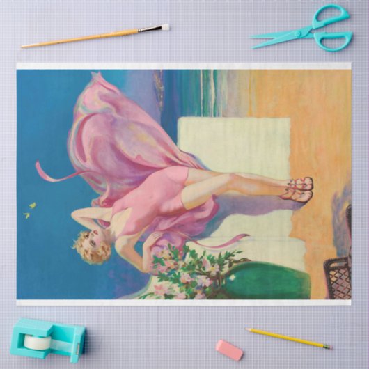 Art Deco Vrouw Strand Kunstwerk Tissuepapier (Craft)