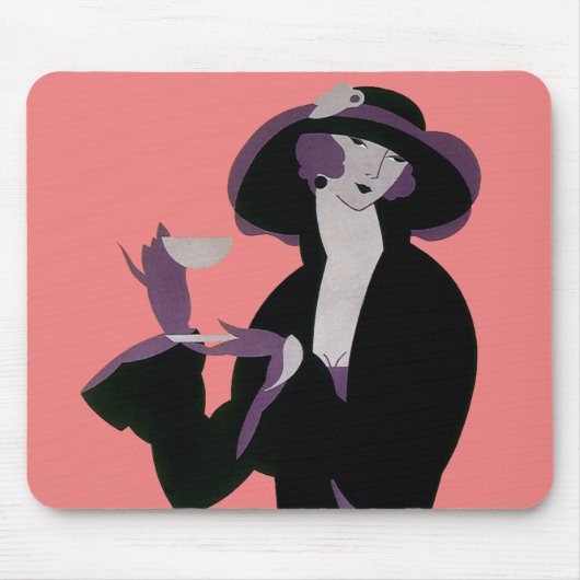 Art Deco vrouw uit grootmoeders tijd, middagthee e Muismat (Voorkant)