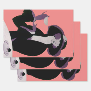 Art Deco vrouw uit vroeger tijden, Afternoon Tea e Inpakpapier Vel