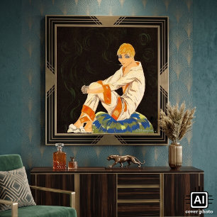 Art Deco-vrouw uit vroeger tijden, rokend door S. Poster