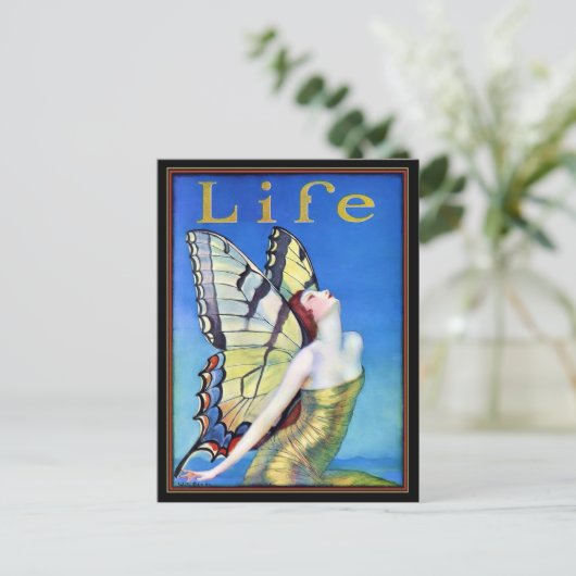 Art Deco Vrouw Vlinder Briefkaart (Staand voorkant)