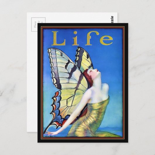 Art Deco Vrouw Vlinder Briefkaart (Voorkant / Achterkant)