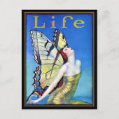 Art Deco Vrouw Vlinder Briefkaart (Voorkant)