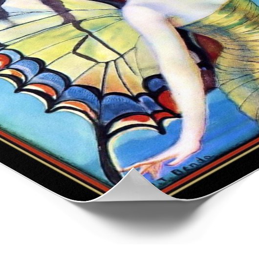 Art Deco Vrouw Vlinder Poster (Hoek)