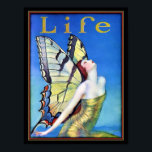 Art Deco Vrouw Vlinder Poster<br><div class="desc">Art deco vrouw vlinder met kleurrijke vleugels.</div>