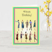 Art Deco Vrouwen Hoge Mode Gelukkige Verjaardag Kaart (Gele Bloem)