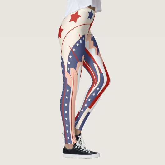 Art Deco VS-vlaglegging voor 4 juli Leggings (Rechts)