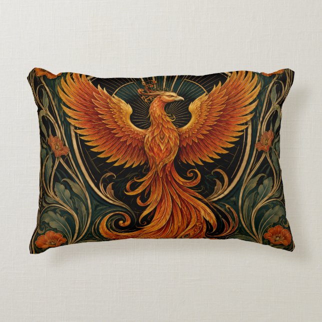 ART DECO VUURSPUWENDE FENIX  ACCENT KUSSEN (Voorkant)