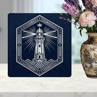 Art Deco Vuurtoren Nautilus Zilver Design Tegeltje
