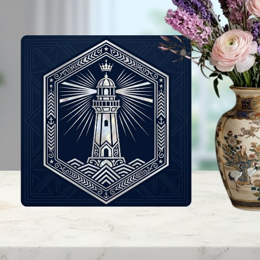 Art Deco Vuurtoren Nautilus Zilver Design Tegeltje