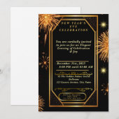 Art Deco Vuurwerk Uitnodiging Nieuwjaar (Voorkant / Achterkant)