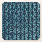 Art Deco waaierpatroon blauw Kartonnen Onderzetters (Voorkant)