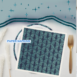 Art Deco waaierpatroon blauw Servet
