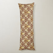 Art Deco waaierpatroon - chocolade op crème Lichaamskussen (Achterkant (Verticaal))