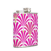 Art Deco waaierpatroon - fuchsia roze Heupfles (Rechts)