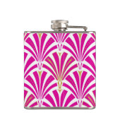 Art Deco waaierpatroon - fuchsia roze Heupfles (Achterkant)