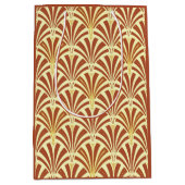 Art Deco waaierpatroon - koper op geel Medium Cadeauzakje (Voorkant)