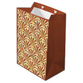 Art Deco waaierpatroon - koper op geel Medium Cadeauzakje (Achterkant Gekanteld)