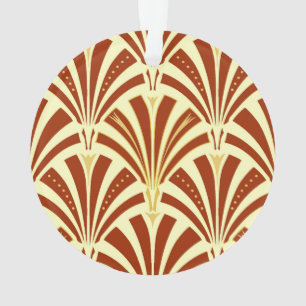 Art Deco waaierpatroon - koper op geel Ornament