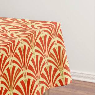 Art Deco waaierpatroon - mandarijn sinaasappel Tafelkleed