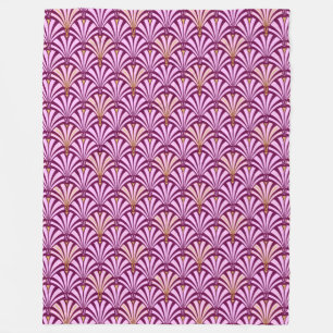 Art Deco waaierpatroon - orchidee en paars Fleece Deken