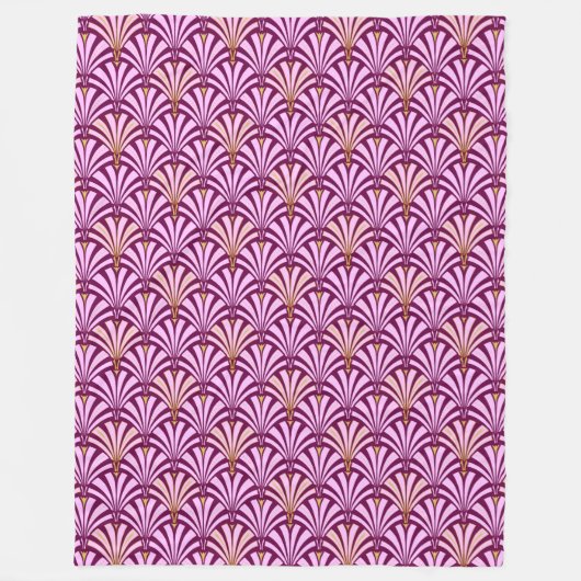 Art Deco waaierpatroon - orchidee en paars Fleece Deken (Voorkant)