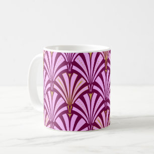 Art Deco waaierpatroon - orchidee en paars Koffiemok