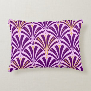 Art Deco waaierpatroon - paars en orchidee Accent Kussen
