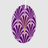 Art Deco waaierpatroon - paars en orchidee Ornament (voorkant)