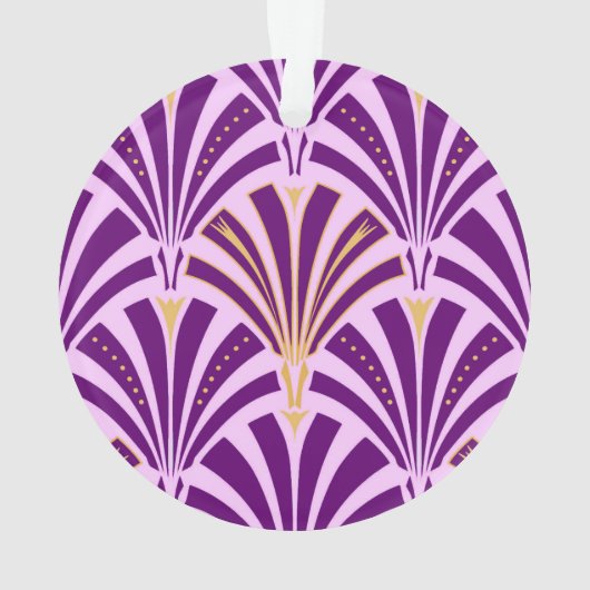 Art Deco waaierpatroon - paars en orchidee Ornament (achterkant)