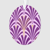 Art Deco waaierpatroon - paars en orchidee Ornament (voorkant)