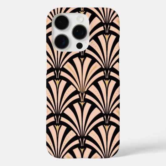 Art Deco waaierpatroon - perzik op zwart Case-Mate iPhone Case (Achterkant)