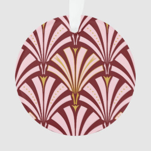 Art Deco waaierpatroon - roze en burgundy Ornament