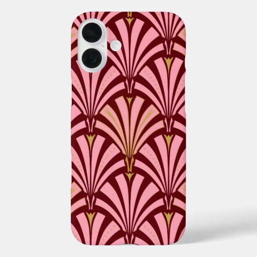 Art Deco waaierpatroon - roze en maroon Case-Mate iPhone Case (Achterkant)