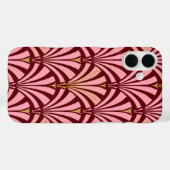 Art Deco waaierpatroon - roze en maroon Case-Mate iPhone Case (Achterkant (horizontaal))